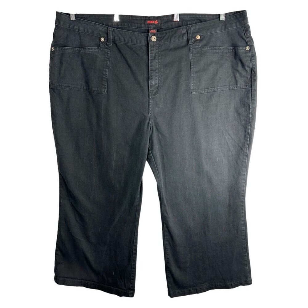 Zana Di Plus Size 30‎ Jeans Black Wide Leg Flare High Rise Short Inseam Denim D